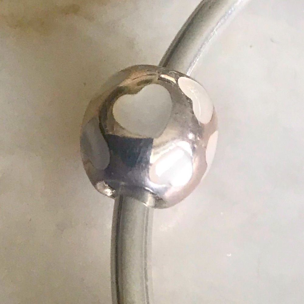 Pandora Sterling Silver Solid Bangle & 6 Charms - Picture 5 of 8